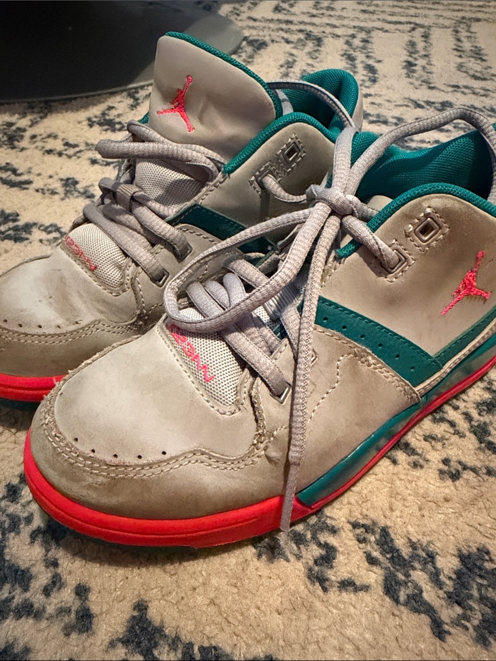 Jordan Kids' Sneakers in Gray with Teal and Pink Accents